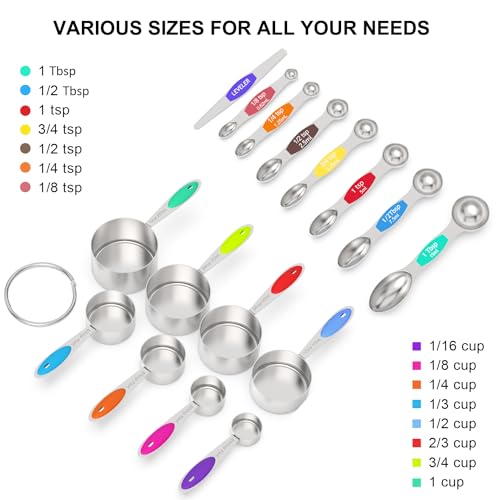 Wildone Measuring Cups and Magnetic Measuring Spoons Set, 21Pcs