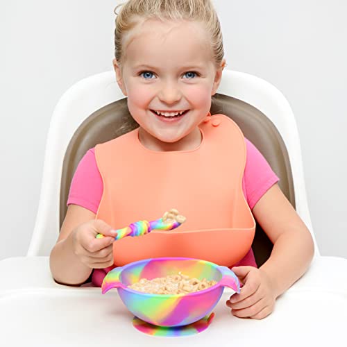PrimaStella Silicone Chew Spoon Set for Babies and Toddlers | Safety Tested | BPA Free | Baby Spoon 6 Pack (Neon Rainbow) - color: Neon Rainbow