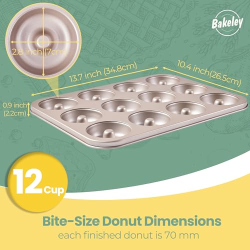 Donut Pan, 12-Cavity Non-Stick Dount Mold Cake Pan Pattern Doughnut Bakeware for Oven Baking (Champagne Gold) - size: 12 Cavity Round