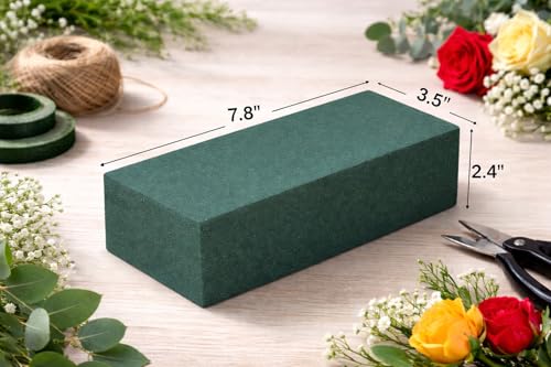 FLOFARE Pack of 48 Floral Foam Blocks for Fresh and Artificial Flowers, Each (7.8” L x 3.5” W x 2.4” H), Dry and Wet Floral Foam Blocks for Wedding, Birthdays, Home, Office, and Garden Decorations - size: Pack of 48 Floral Foam Blocks