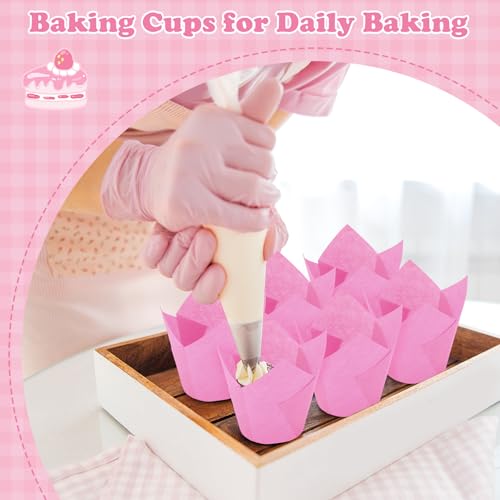 600 Pcs Tulip Cupcake Liners, Solid, Hot Pink - color: Hot Pink
