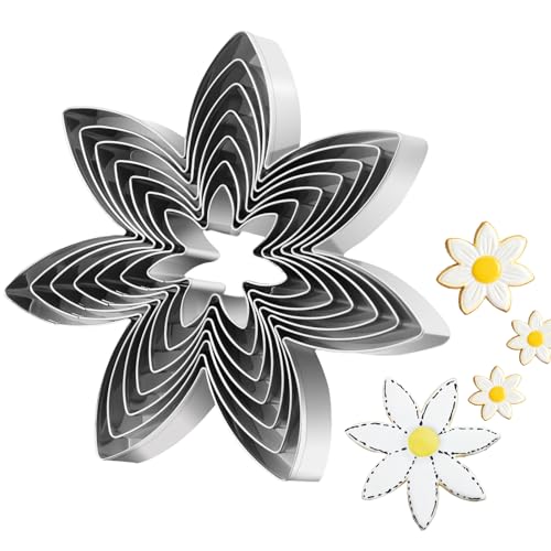 7 Pcs Flower Cookie Cutters - 4.5", 3.7", 3.5", 3", 2.5", 1.9", 1.7"
