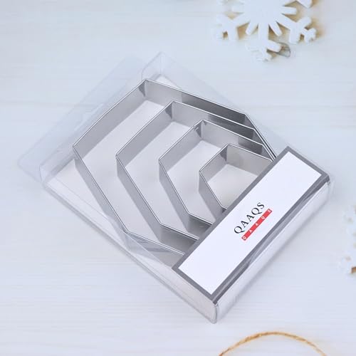 Long Hexagon Cookie Cutters Shapes Set with Assorted Sizes - 5 inch, 4 inch, 3 inch, 2 inch - Geometric Frame Plaque Cookie Cutters Shapes Molds - Stainless Steel - color: Hexagon-Long