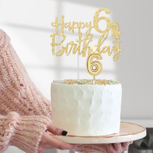 YeohJoy Gold 6th Birthday Decorations for Girls - style: 6th