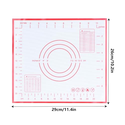 Silicone Dough Kneading Mat, Non Stick Pastry Rolling Mat with Measurement Grid for Home Kitchen Use, 11.4 x 10.2 in(Red) - color: Red