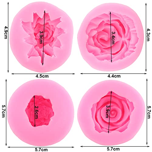 ZiXiang Flower Silicone Mold Rose Flower Silicone Fondant Molds Set Of 4 - color: Style C