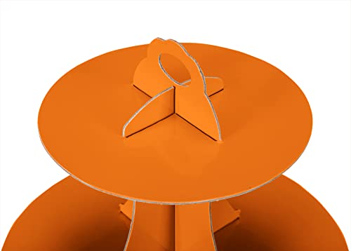 YLDW Cupcake Stand, 3-Tier Cupcake Stand Display, Cardboard Cup Cake Tower Stand, Disposable Dessert Stand for Birthday Tea Party Baby Shower Treat Decorations, Orange - color: Orange