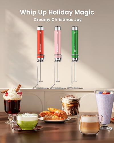 Maestri House LunaFro Max Rechargeable Milk Frother,Stepless Speed Control - color: Christmas Green (Gift Box)