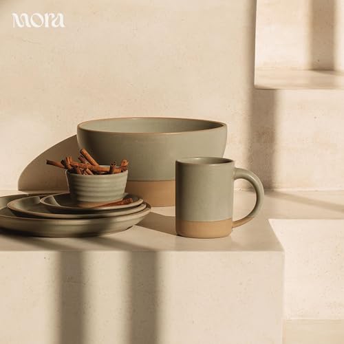Mora Mini Ramekins Set of 4, 8oz Ceramic Pottery Baking Dishes - Microwave, Oven and Dishwasher Safe - Thyme - color: Thyme, size: Mini