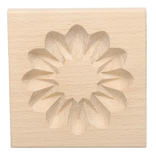 HARFINGTON Wooden Cookie Mould 3.94" x 3.94" Wooden Cookie Biscuit Mould Patterned Carved Baking Cookie Tool Biscuit Press Stamp - style: Patterned