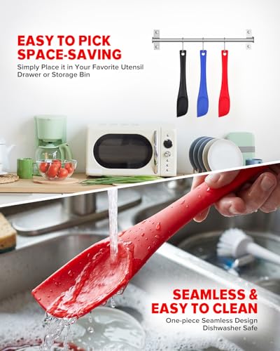 Silicone Spatula Scraper Set, Food Grade Rubber Spatulas, 3 Pack (11.3inch) - size: 11.3 inch