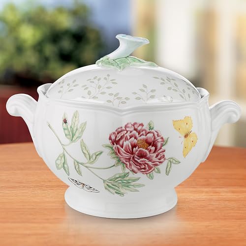 Lenox Butterfly Meadow Round Covered Casserole, 2 piece, white body - - style: Covered Casserole Dish