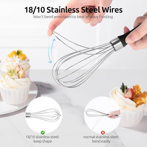U-Taste Wire Whisk for Cooking, 18/10 Stainless Steel Balloon Wisk, S/Black - color: Black, size: Small