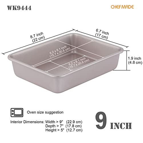 CHEFMADE 8.7-Inch Rectangle Cake Pan, Non-Stick Deep Dish Bakeware for Oven Baking (Champagne Gold) - size: 6.7 x 8.7" Rectangle