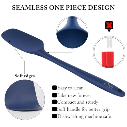 2-Pack Silicone Spatulas Set, 10-Inch High Heat Resistant Non-Stick Rubber Spatulas for Baking, Cooking, and Mixing – Dishwasher Safe (Blue) - color: Blue