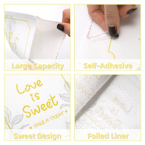 ZAVOOS 150 Pieces Love is Sweet Paper Treat Bags, 5 x 7.8 Inch