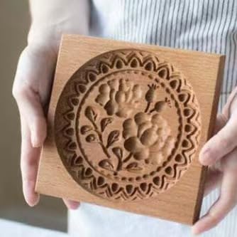 Carved Wooden Gingerbread Cookie Mold,3D Wooden Baking Mold Cookie Biscuit Press Stamp Molds,Cookie Cutter,Cookie Stamp,DIY Biscuit Stamp Mould for Halloween Thanksgiving Christmas(Rose hips-Large) - color: 5#-Rose hips-Large