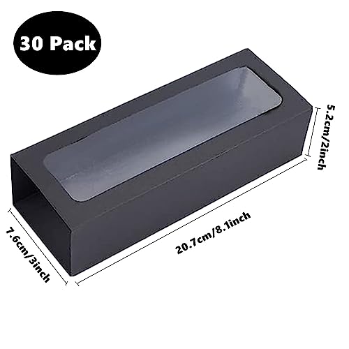 30 Pack Kraft Macaron Boxes with Window, Small Macaron Containers for 5 to 7 Macarons, Bakery Packaging Box, Cookie Boxes, Pastry Boxes for Gift Giving Truffles Desserts Muffins Cupcake(Black) - color: Black