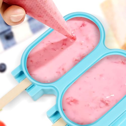 iplusmile -118 Silicone Ice Cream Mold Set with Lid and Stick Blue