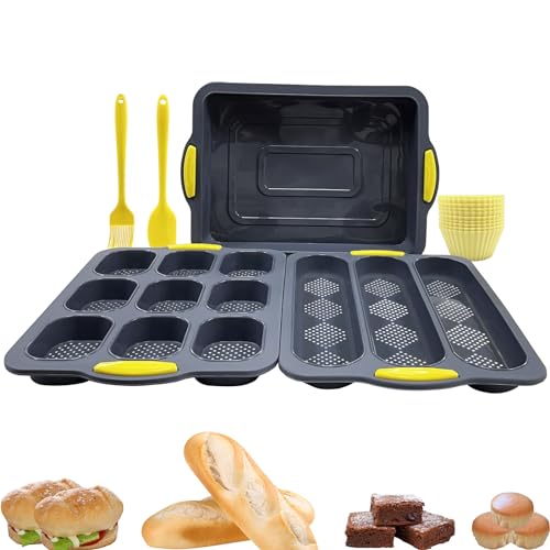 Silicone Bread Loaf Pan, Nonstick Baguette Bread Pan, Baking Pan Set - color: Black Set