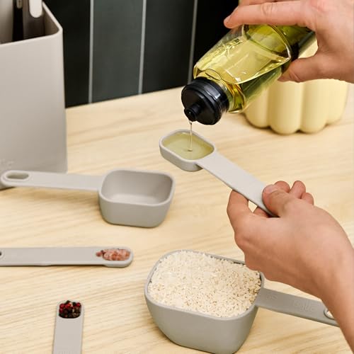 bella Nested Measuring Cup & Spoon Set, BPA & BPS-free nylon, Oatmilk, 9 Piece Set (Pack of 12) - color: Leche de avena