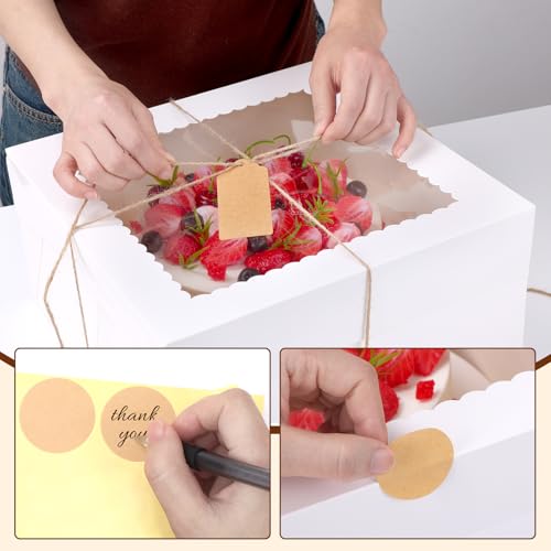 NEOACT 4 Pack Cake Boxes, White Cake Boxes with Window, 12x12x6 In - color: White-Cake Boxes, size: 12x12x6 inches