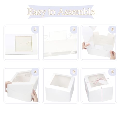 20Pcs Mini Cake Boxes with Window, 6x6x5 Inches White Bakery Boxes - color: White, size: 6x6x5 Inch