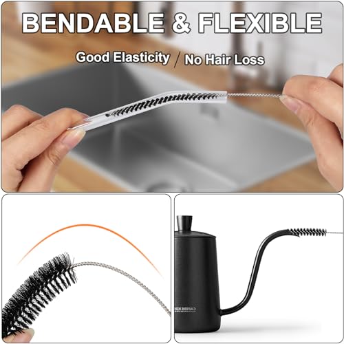 Ixiaoyoo 12 Pcs Straw Cleaner Brushes Set, 8.2 Inch Nylon Cleaning Brush - color: 8.2 Inch Black