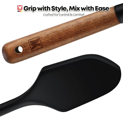 WAGENSTEIGER Silicone Head Scraping Spatula with Wooden Handle: Multi-Purpose Cooking Tool for Spreading, Baking and Mixing, Heat Resistant Cookware, Protects Surfaces with Gentle Head Design