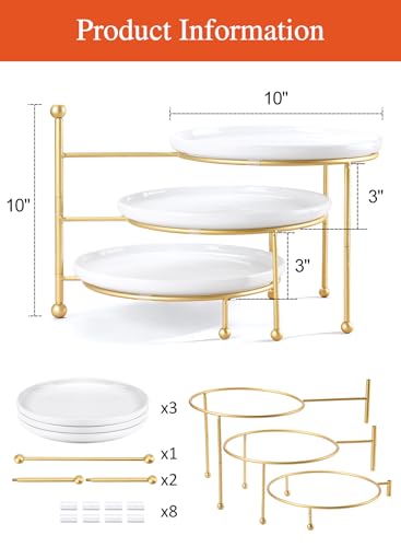 Tiered Serving Tray for Party, 10 Inch Dessert Display Stand, Gold - color: Gold