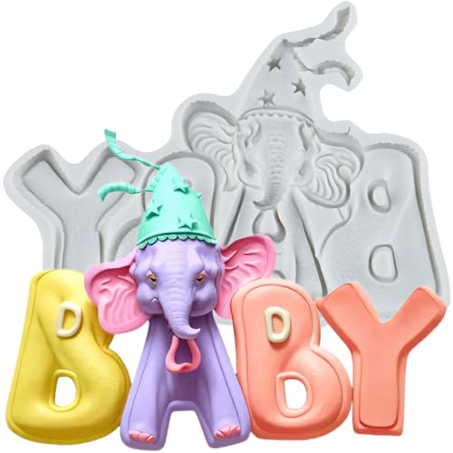Elephant Silicone Mold Elephant Baby Letters Fondant Molds - color: Style F