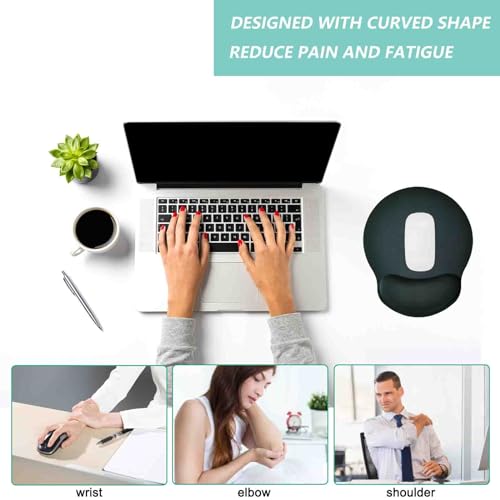 Mouse Pad with Wrist Support, Ergonomic Mouse Pad with Memory Foam Wrist Rest Cushion, Non-Slip Rubber Base Gaming Mice Pad for Home Office Computer Laptop, Grey - color: Grey