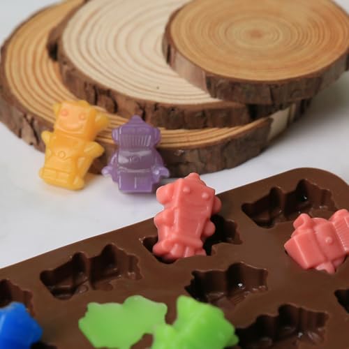 Chocolate Molds Silicone with 12 Cavity Robot Shaped, Mini Robot Molds for Homemade Chocolate/Candy/Gummy/Fondant, Food Grade Candy Mold with 12 Cavities Mini Robots for Fruit Snacks - color: Robot