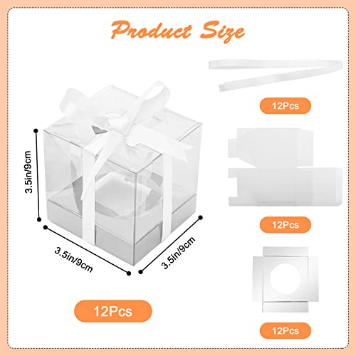 12 PCS Clear Cupcake Boxes 3.5 Inch Cupcake Containers (Silver) - color: Silver