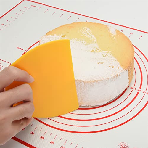 Dough Scraper Bench Scraper for Baking,3 Pieces Food Safe Plastic Dough/Cake/Bread/Pizza Cutter for Kitchen tools - color: Green,Yellow