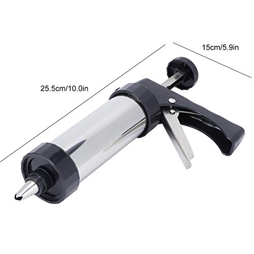 Stainless Steel Cookies Press, Cookie Press Gun Kit with 13 Cookie Discs and 7 Piping Tips for for DIY cake Maker Baking Supplie