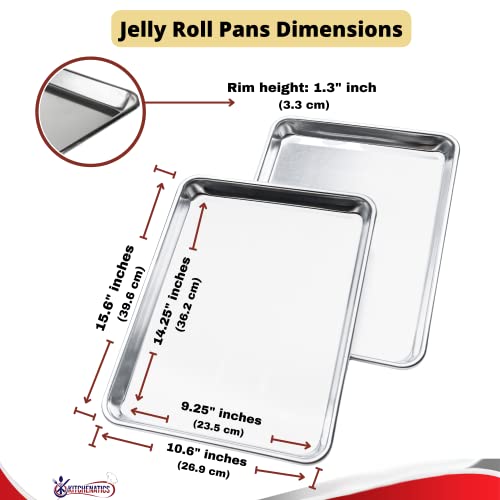 KITCHENATICS 10x15 Jelly Roll Pan Cookie Sheets for Baking, 10.6x15.6, 2Pk - size: 10.6" x 15.6" Jelly Roll Pans - 2 PCS