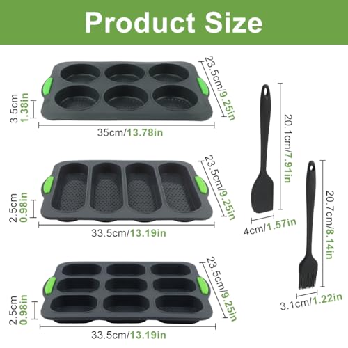 5 Pcs Silicone Hamburger Bun Pan and Baguette Pan Set