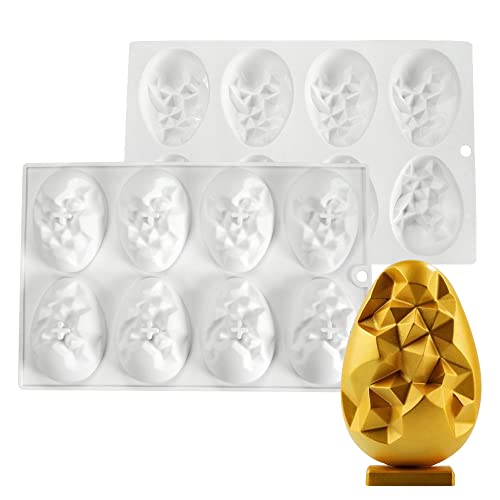 Mostsom 8 Cavity Easter Egg Silicone Mold for Chocolate, Baking Pan for Party Fondant Candy Jelly Dome Mousse Cake Topper Making (E) - size: Easter Egg E