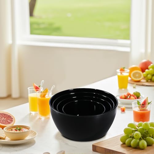 4-Piece Halloween Classic Plastic Bowls with Lids - 8/16/24/32oz - color: Black