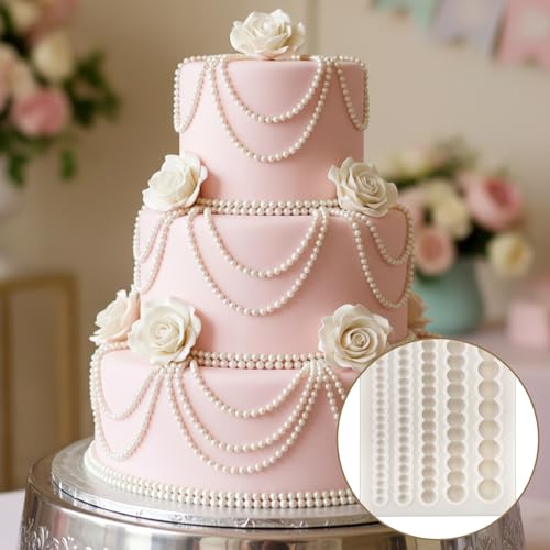 JJUNW Pearl Fondant Molds, Hemisphere Silicone Cake Border Decoration Tool