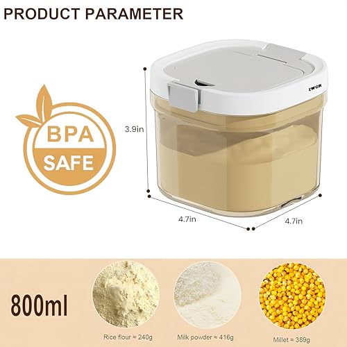 800ml Airtight Baby Formula Container, Layered Storage with Spoon - size: Mini