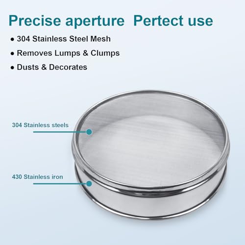 7.9" (20cm) 304 Stainless Steel Lab Sieve, 24 Mesh (0.8mm) Screen Sifter - size: 24Mesh(0.8mm)/Ф7.9in