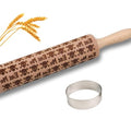 Halloween Embossed Rolling Pin for Baking Cookies Embossing Rolling Pins with Design Wooden Engraved Springerle Roller Pin Dough Spooky Patterned Clay Pottery Ceramic Gifts Bakers Women (Skulls) - color: Skull
