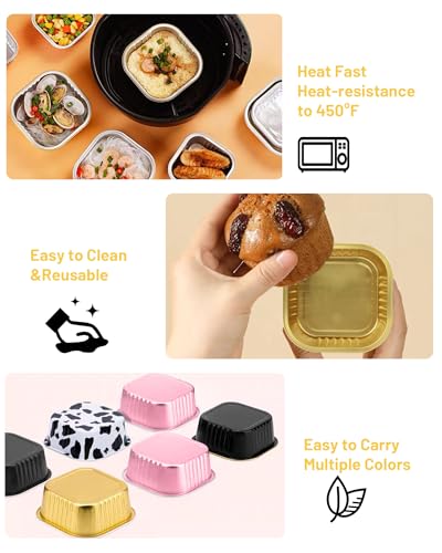 Mini Cake Pans with Lids, Square, 50 Pack, 10 oz, Gold - color: Gold, size: Square-10oz-50pcs