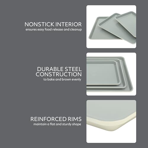 Sur La Table Kitchen Essentials Bake Sale 3-Piece Cookie Sheet Set – Nonstick Carbon Steel Baking Pans (13, 15, 18 Inch) – Grey Easy-Clean Oven Trays for Cookies, Roasting & More - size: Baking Sheet Set (13", 15", 18")