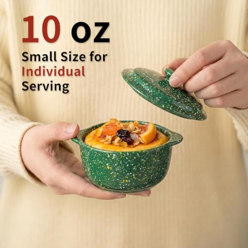 10 oz Ceramic Mini Cocotte Set of 4 for Oven (Xmas Duo) - color: Xmas Duo
