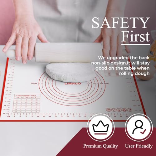 2 Pack Silicone Baking Mat Extra Large (19'x27') with Measurement Indicators, Non-Slip, Pastry Mat Sheet for Dough Pie Crust Rolling Mats for Making Cookies, Macarons, Bread, Baking Supplies - size: X-Large