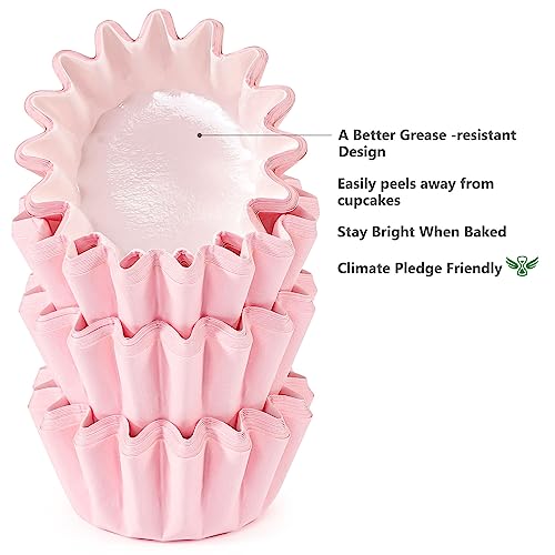 Caperci Heavy Duty Pink Mini Cupcake Liners Small Muffin Baking Cups 200pcs - color: Pink
