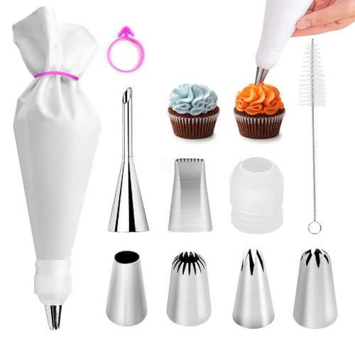 10-Piece Reusable Piping Bags and Tips Set, Cake Decorating Kit